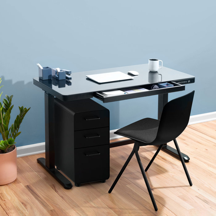 Poppin Slim Stow 12'' Wide 3 Drawer Mobile Steel Vertical Filing